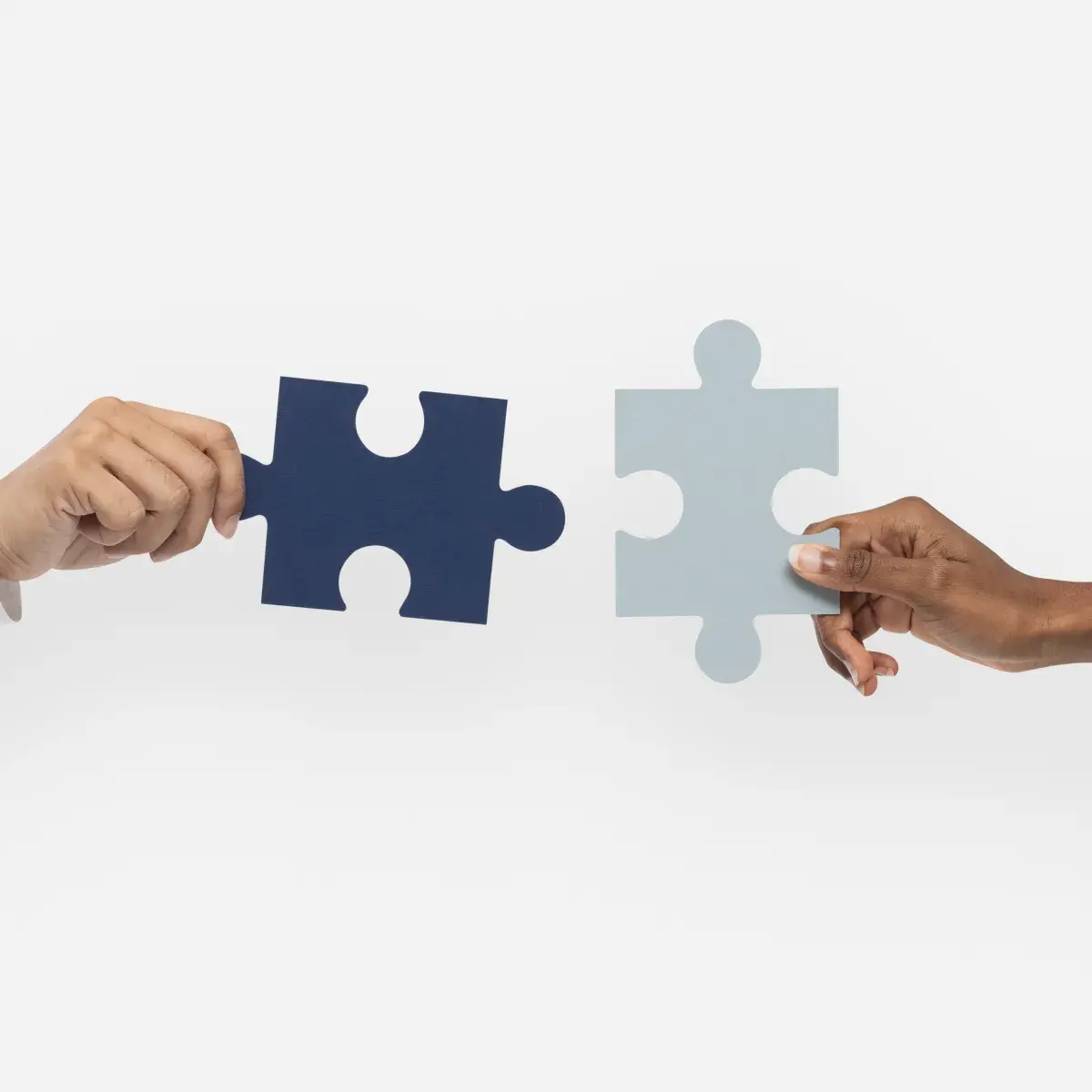 Hands Holding Puzzle Business Problem Solving Concept